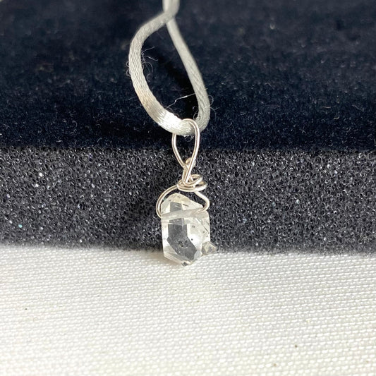 Collana Diamante di Herkimer e gancio in argento925. C1