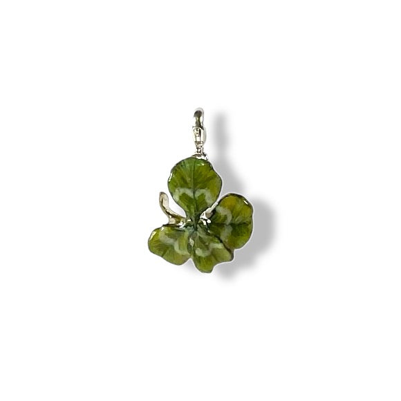 Pendente con quadrifoglio portafortuna e gancio in argento N.15