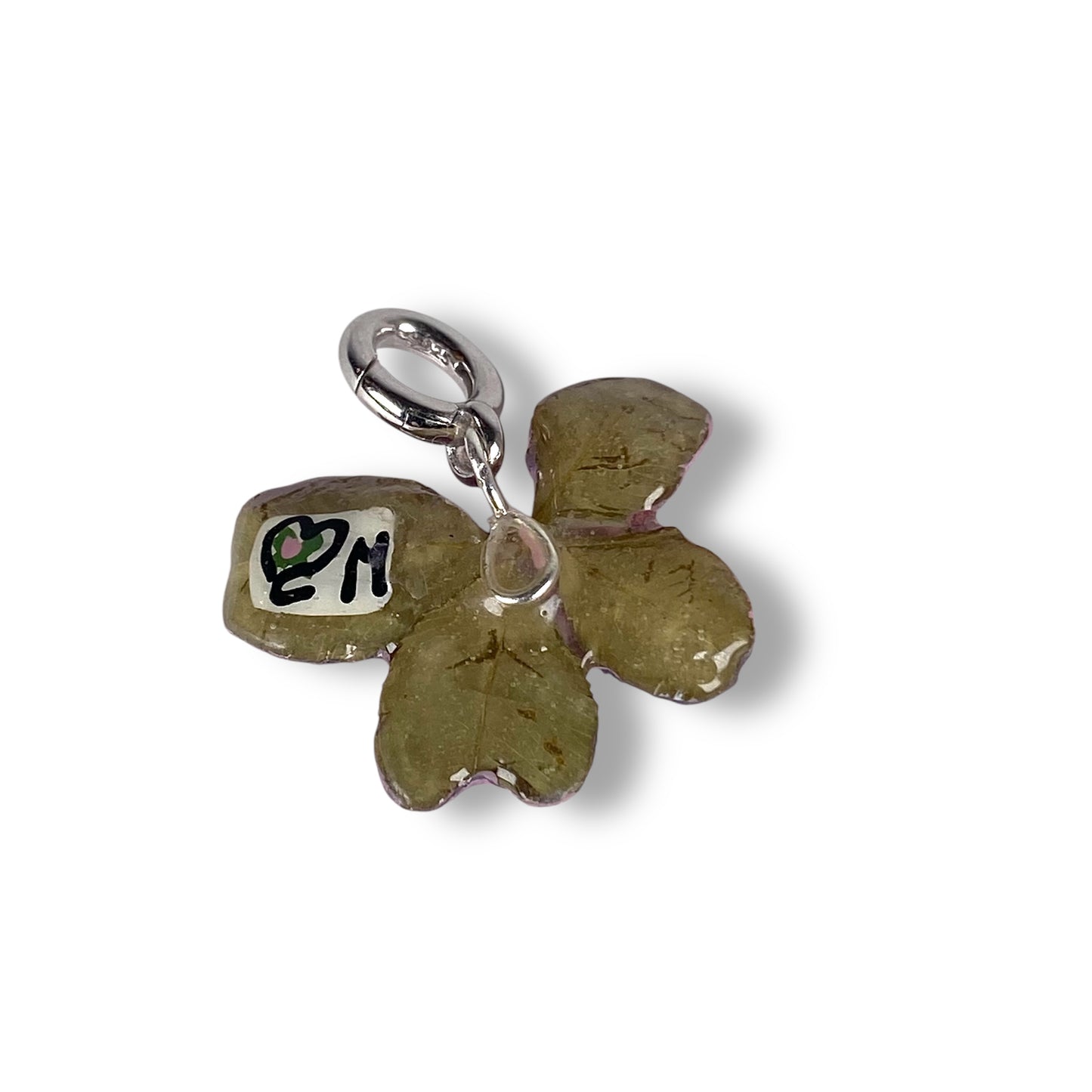 Chakra Anahata, ciondolo, pendente quadrifoglio rosa e zircone.