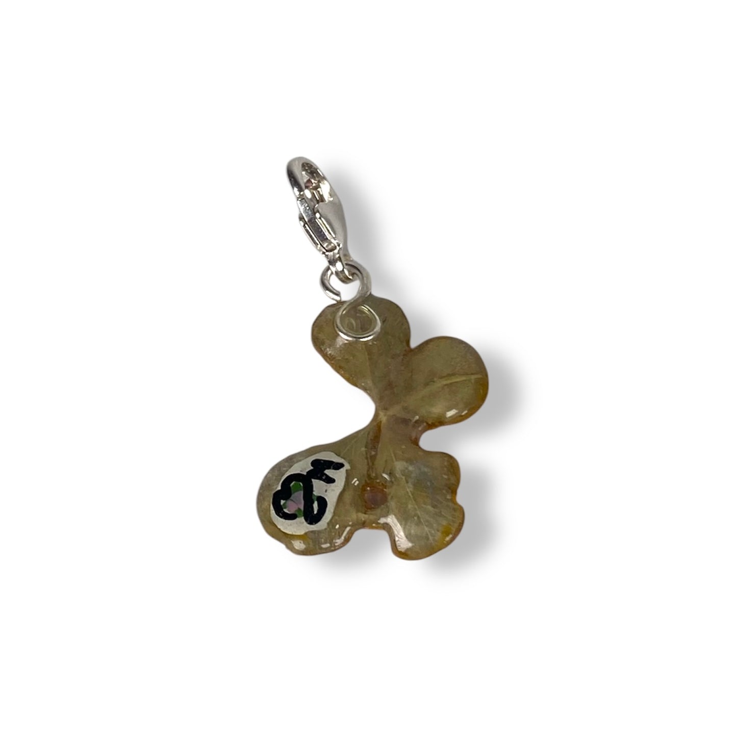 Chakra Svadhishthana, charm quadrifoglio, arancione con zircone.
