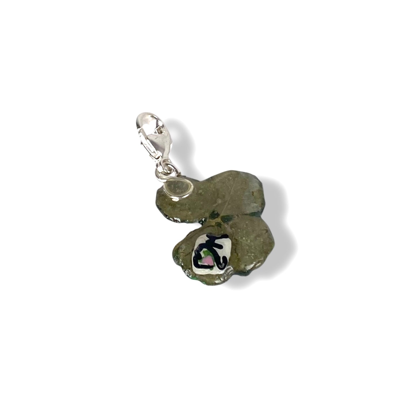 Chakra Anahata, ciondolo quadrifoglio, verde brillante con zircone.