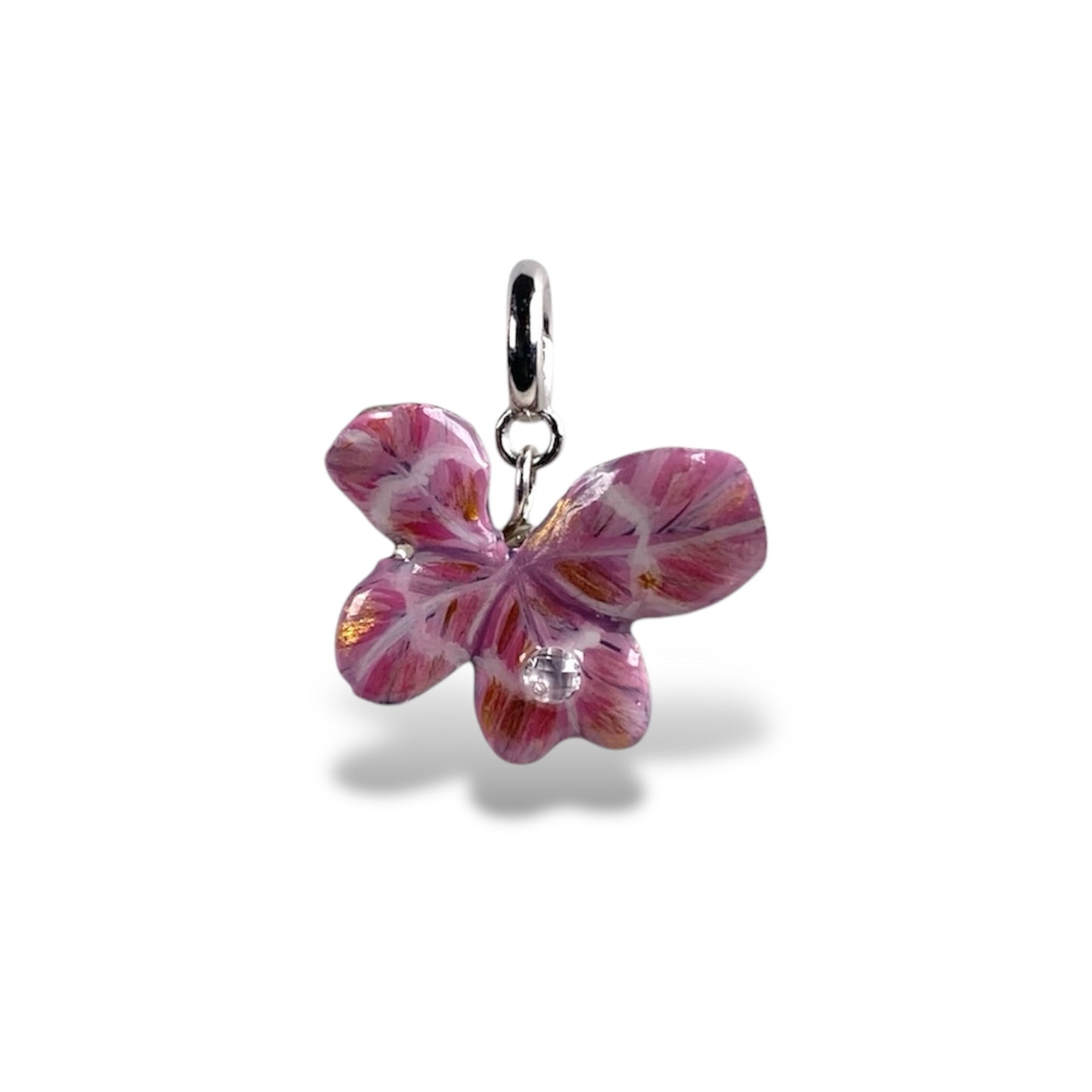 Chakra Anahata, ciondolo, pendente quadrifoglio rosa e zircone.