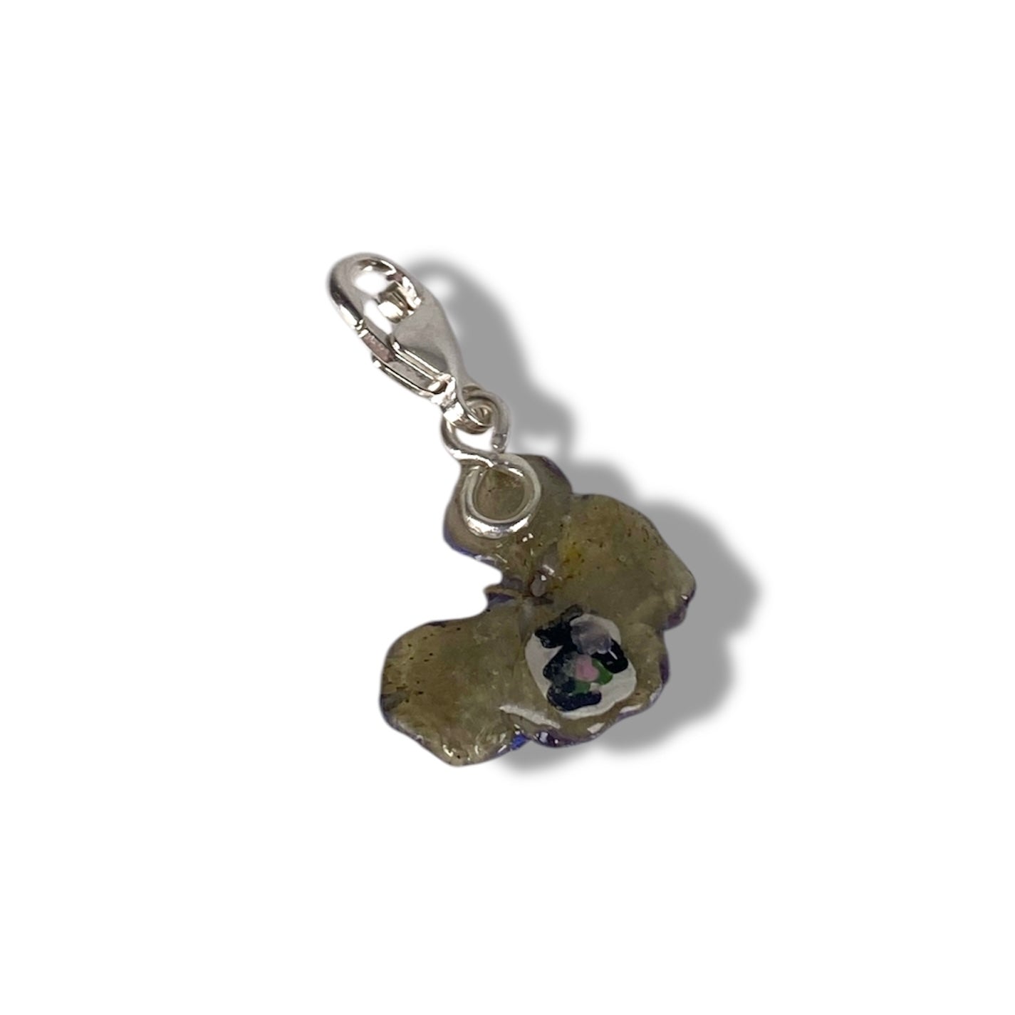 Chakra Ajana, ciondolo con quadrifoglio indaco/ violetto e oro con gancio in argento e zircone