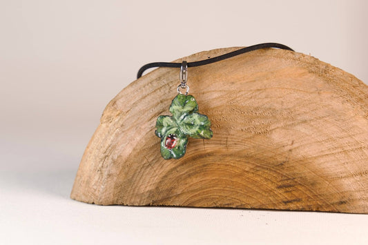 Ciondolo, vero quadrifoglio con moschettone