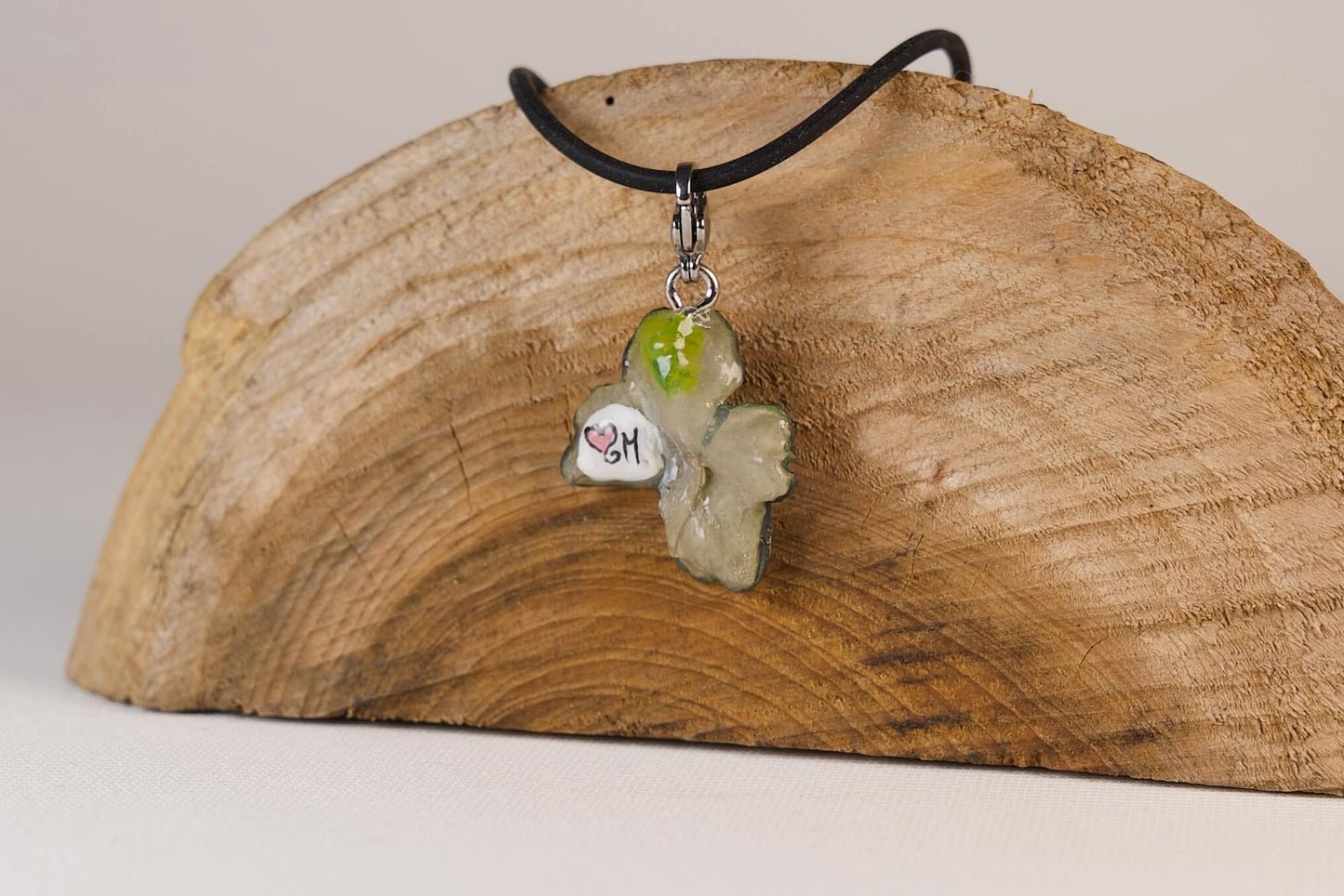 Ciondolo, vero quadrifoglio con moschettone