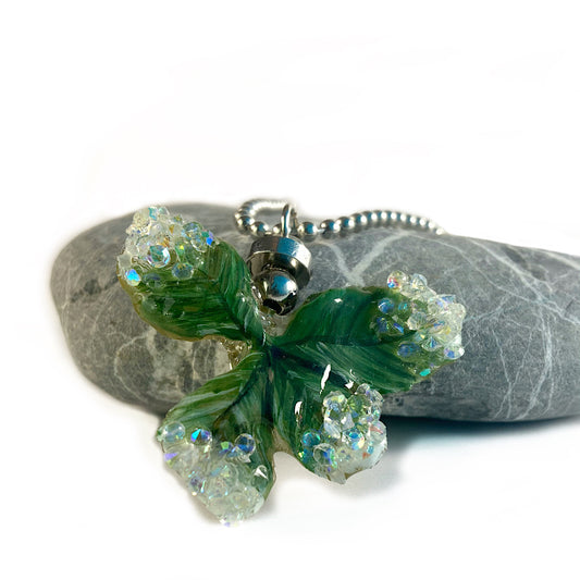 Ciondolo, Angelo, quadrifoglio con brillantini.