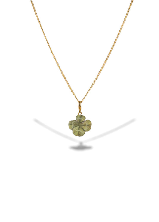 Collana con charm vero quadrifoglio verde