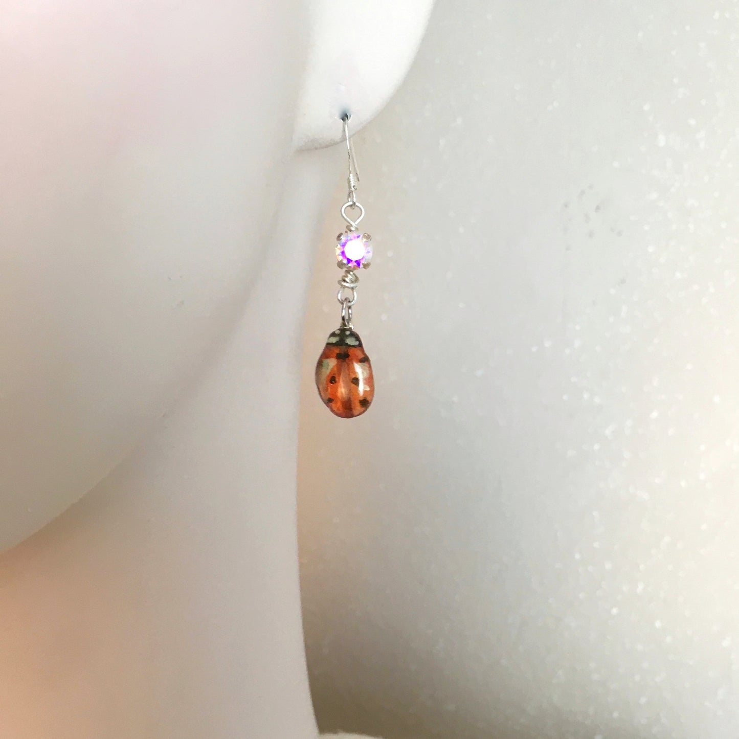 Orecchini con coccinelle rosse e cristalli Swarovski