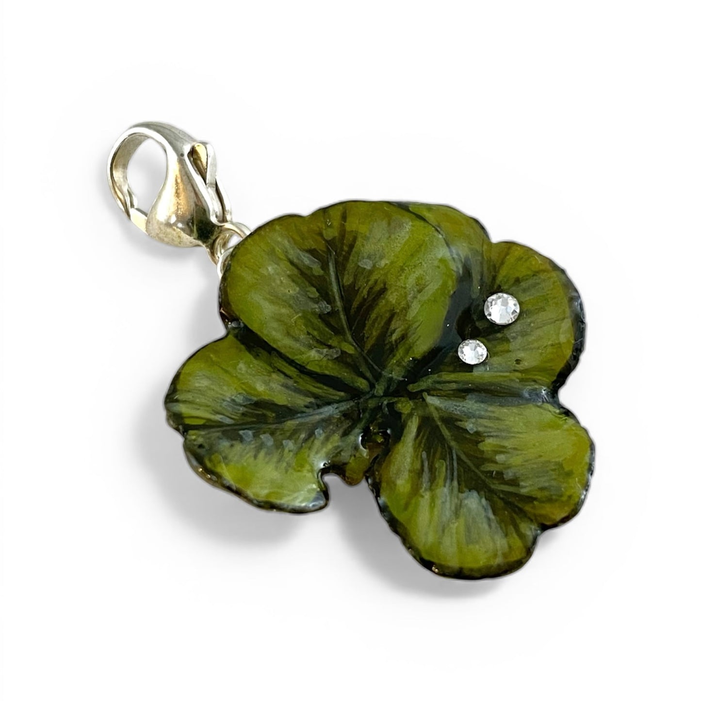 Ciondolo con quadrifoglio e gancio in argento