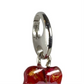 Chakra Muladhara, charm con gancio in argento, quadrifoglio dipinto rosso con zircone.