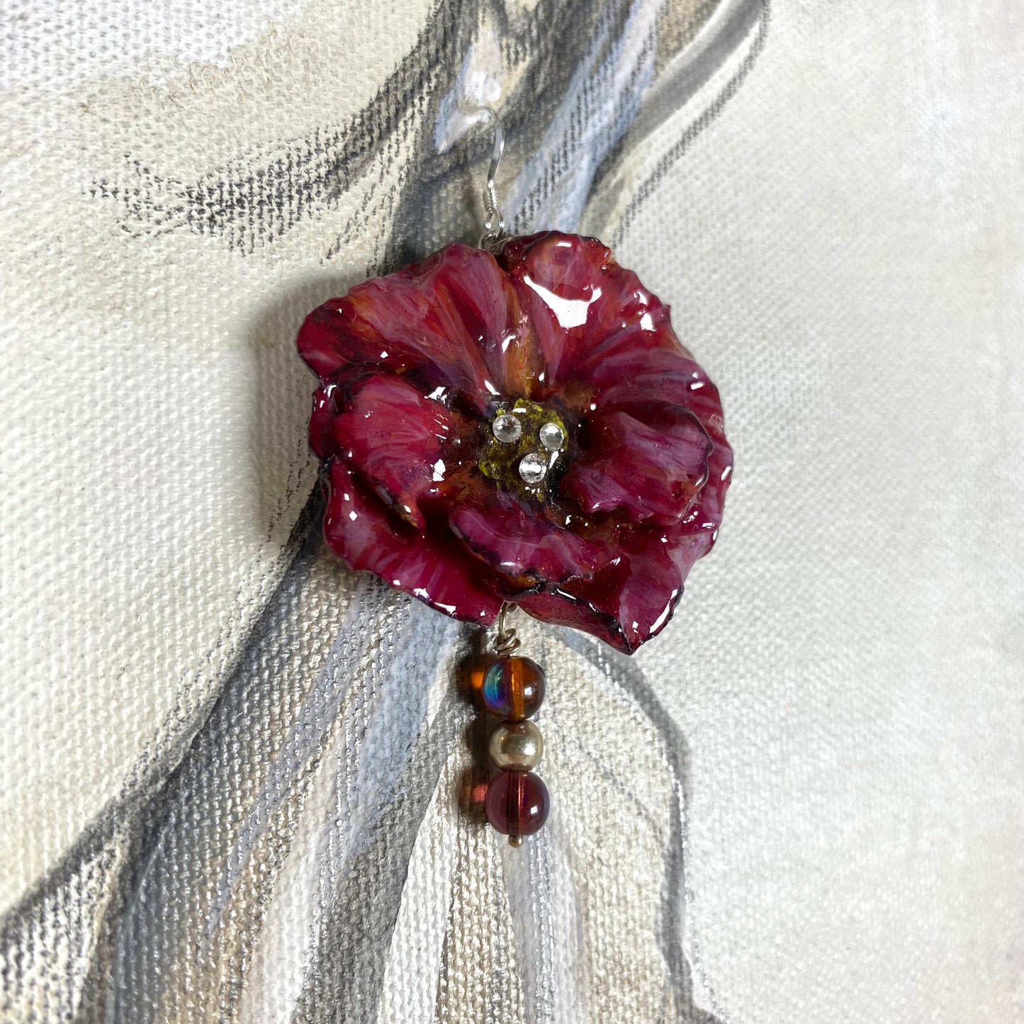 Parure floreale, con quadrifoglio portafortuna e catena in argento