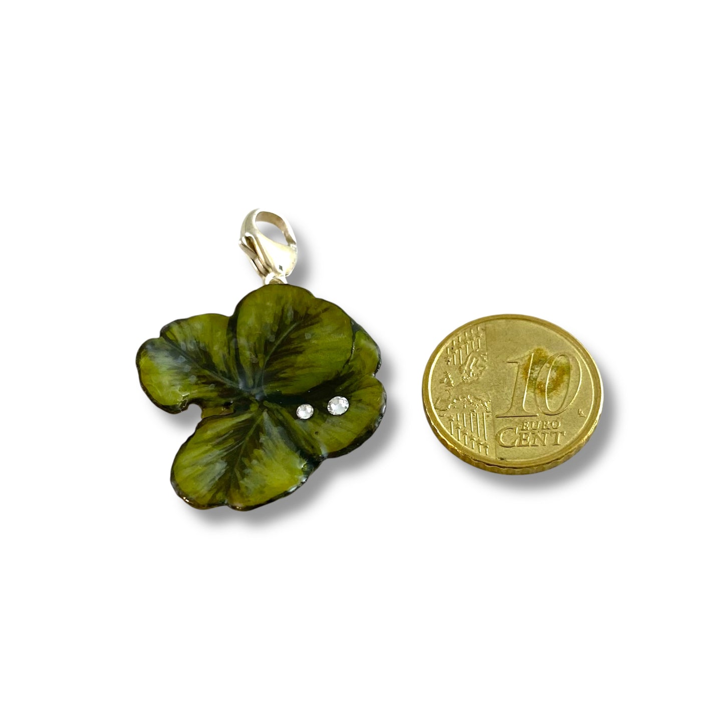 Ciondolo con quadrifoglio e gancio in argento