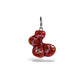 Chakra Muladhara, charm con gancio in argento, quadrifoglio dipinto rosso con zircone.