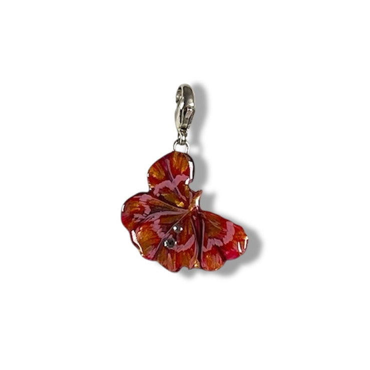 Chakra Muladhara, charm con gancio in argento, quadrifoglio dipinto rosso.