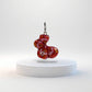 Chakra Muladhara, charm con gancio in argento, quadrifoglio dipinto rosso con zircone.