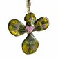 Collana con ciondolo con quadrifoglio, verde e venature dorate
