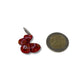 Chakra Muladhara, charm con gancio in argento, quadrifoglio dipinto rosso con zircone.