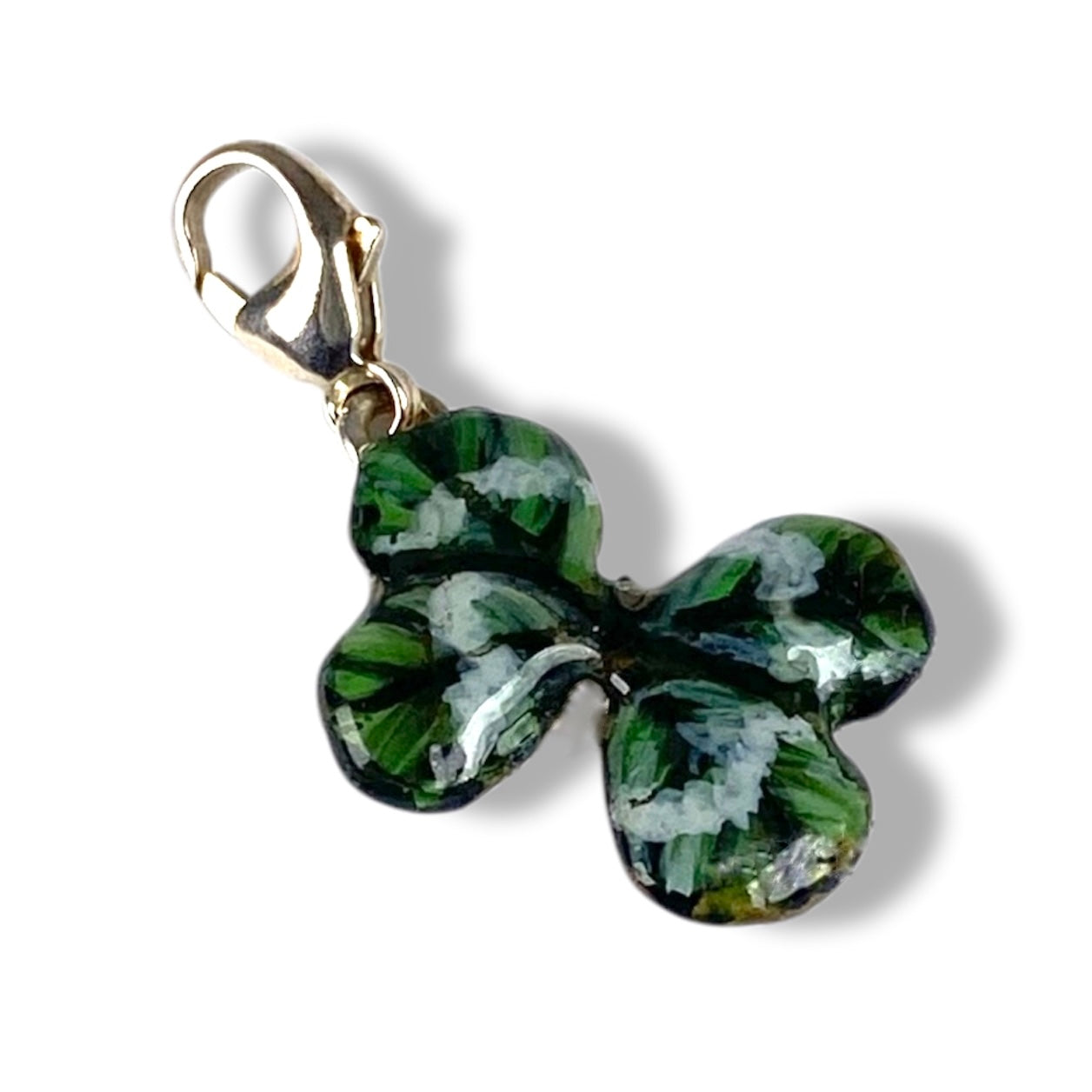 Ciondolo verde, con quadrifoglio portafortuna